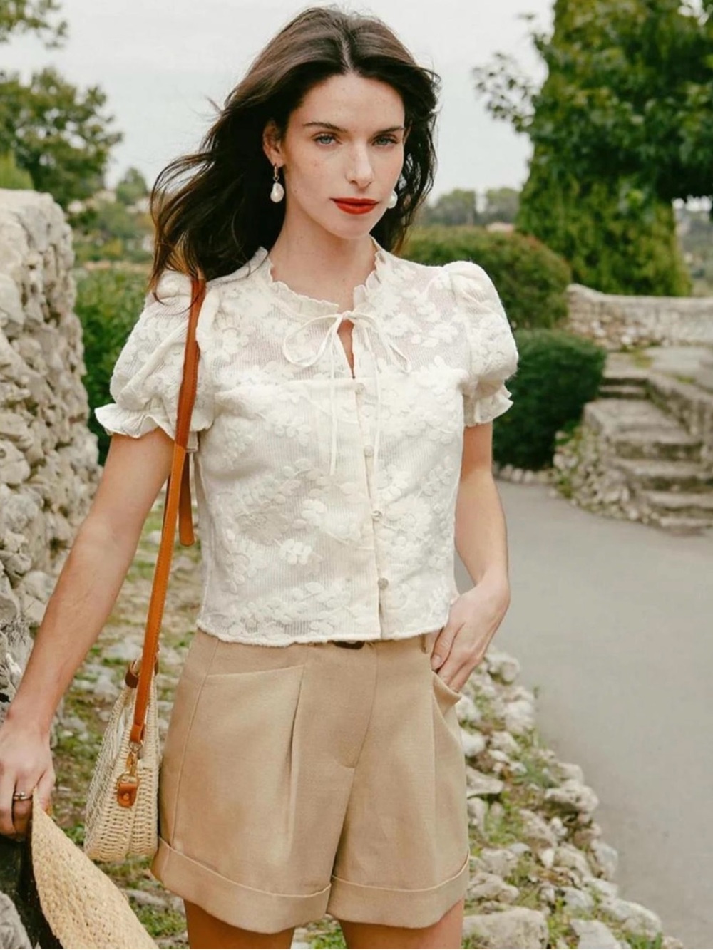Petite Studio White Embroidered Blouse